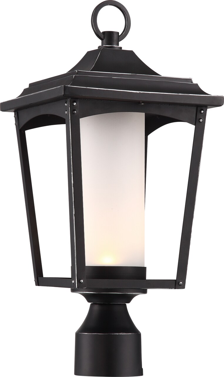 Essex 1-Light Post Lantern Outdoor Light Fixture in Sterling Black Finish 3000K